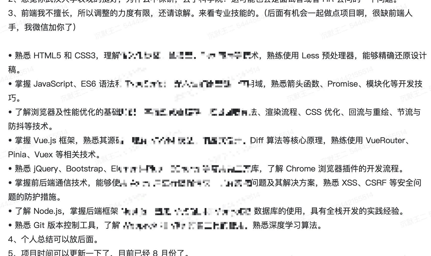 专业技能 2（前端）：