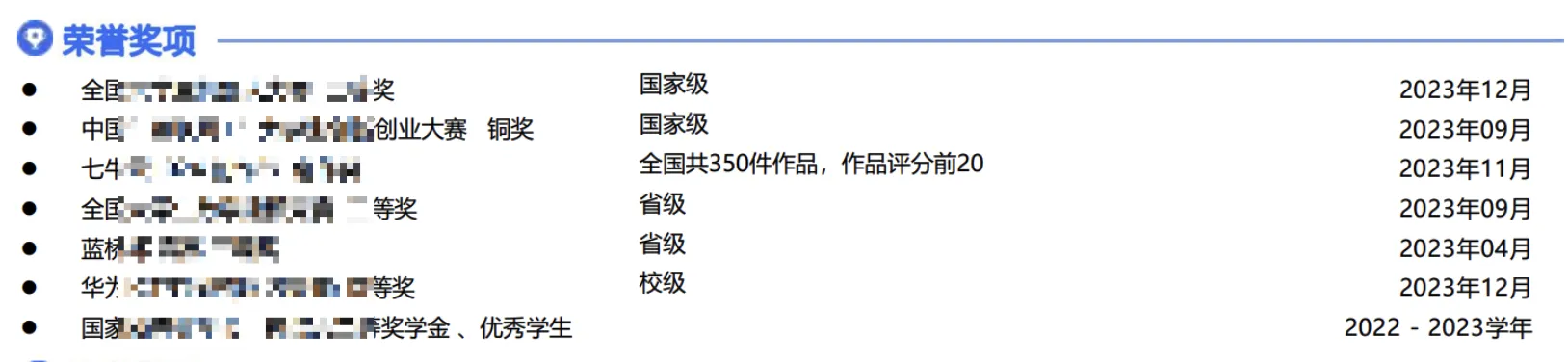 荣誉奖项 2：