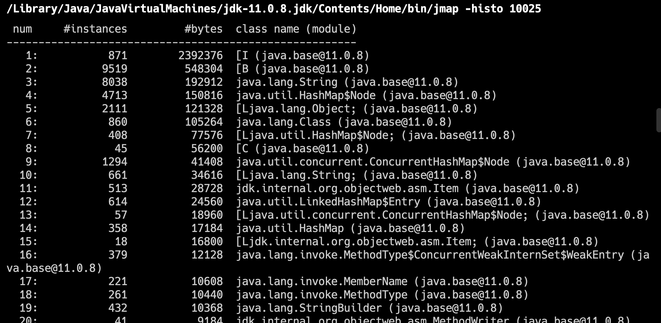 二哥的Java 进阶之路：jmap -histo