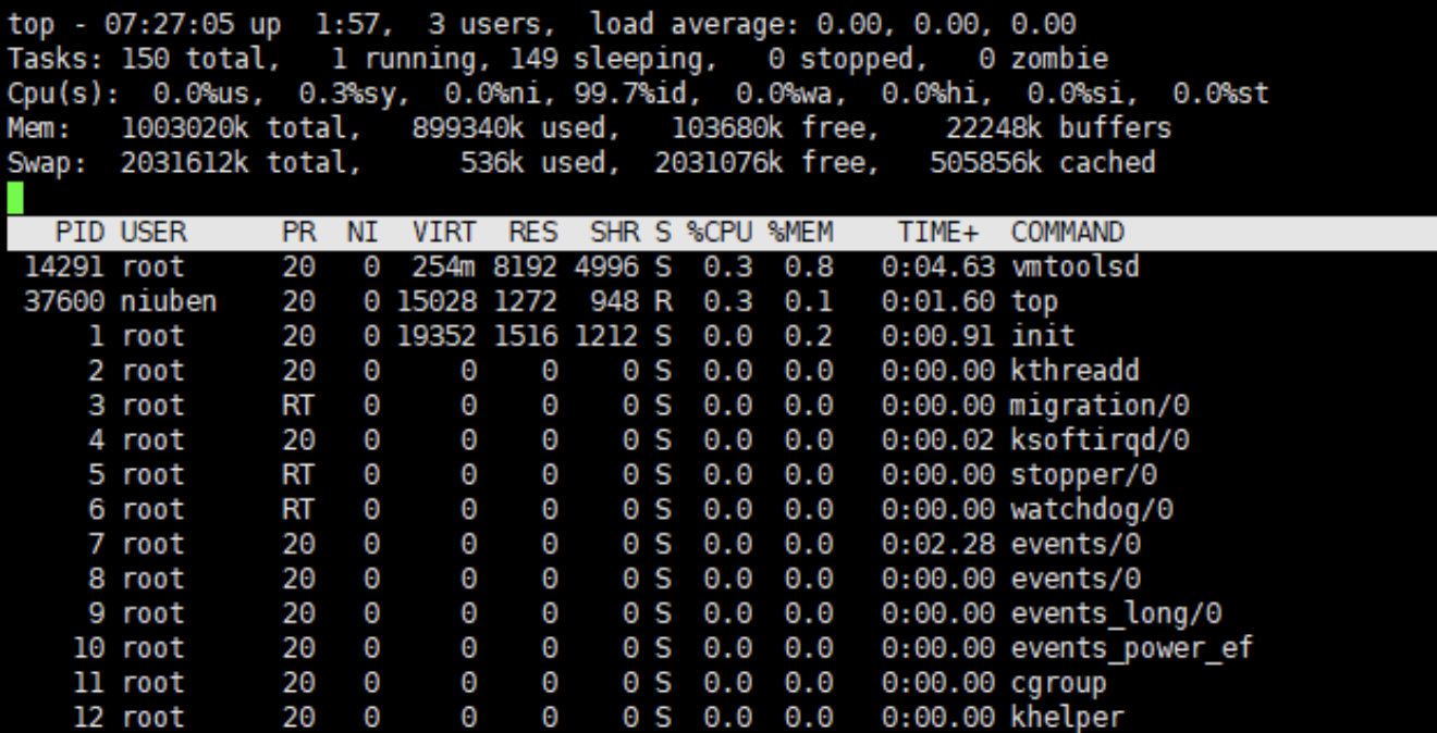 haikuotiankongdong：top 命令结果