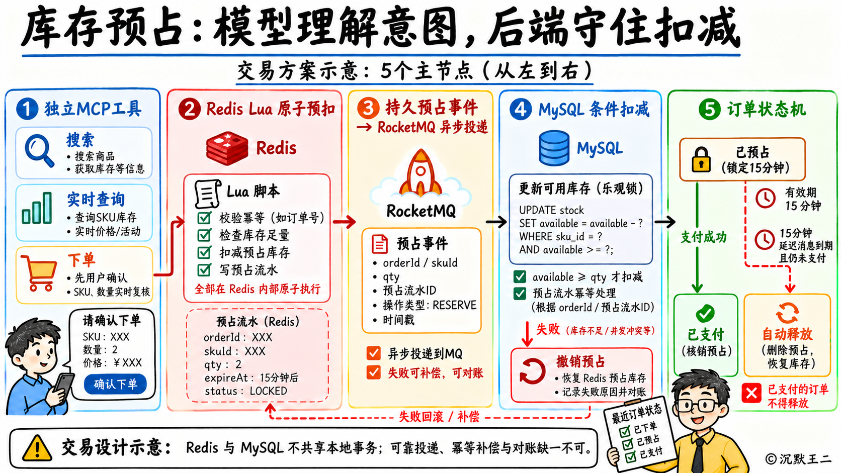 库存实时复核与Redis预占、MySQL条件扣减设计