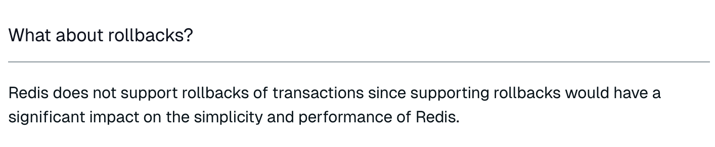 redis.io：不支持事务回滚