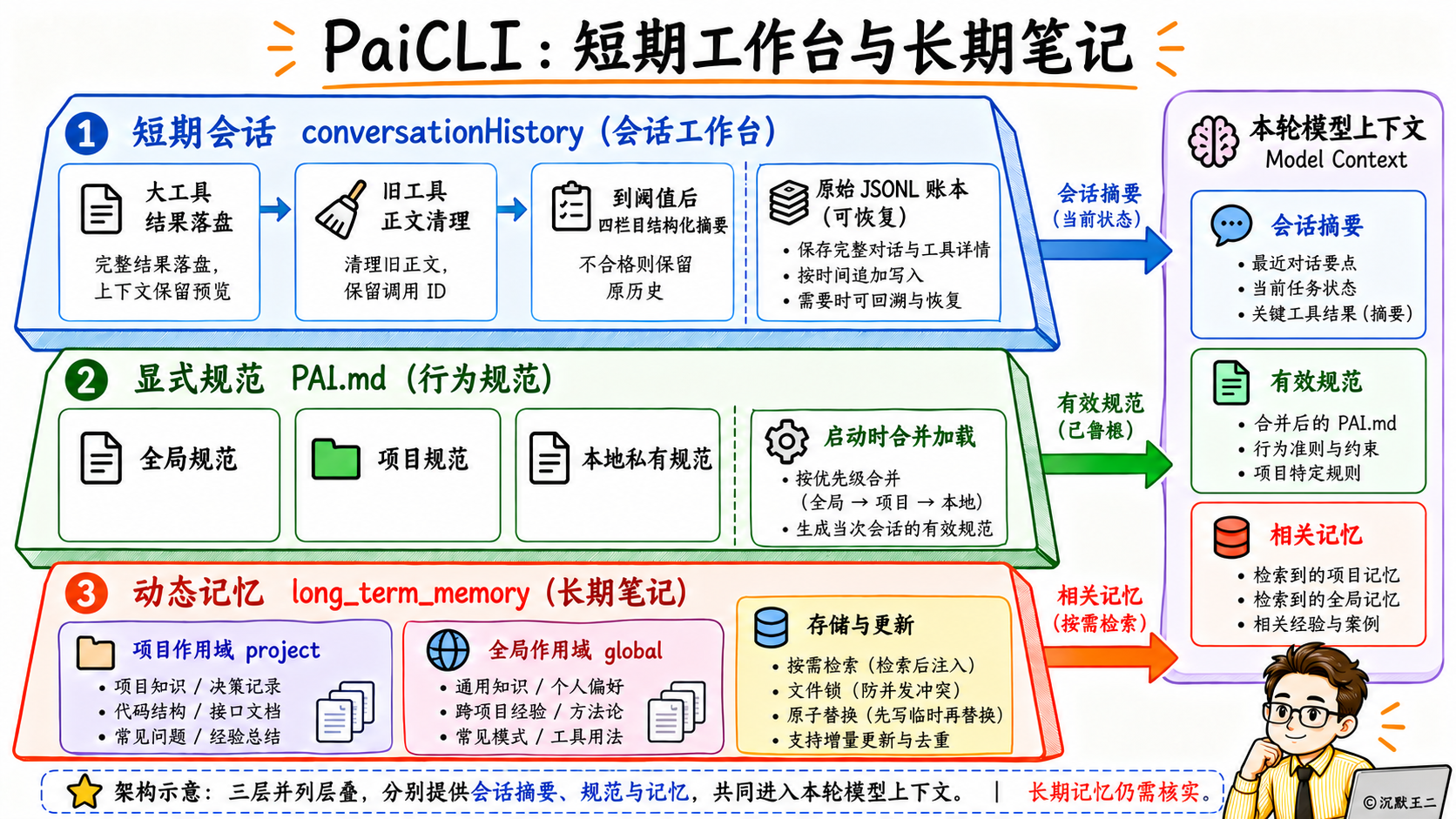 PaiCLI短期上下文与长期记忆分层